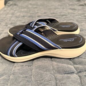Clarks Navy and Black Slide Sandals